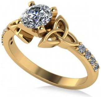 Allurez Round Lab Grown Diamond Celtic Knot Engagement Ring 14K Yellow Gold 0.75ct