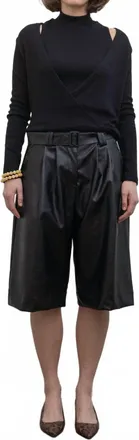 Collective Vegan Leather Belted Bermuda Shorts In Black