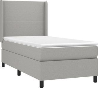 vidaXL Cama Box Spring Colch&oacute;n Y Luces Led Tela Gris Claro 100x200 Cm Vidaxl