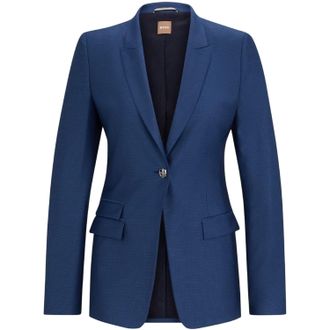 HUGO BOSS Slanke damesblazer met enkele rij knopen (Blauw)