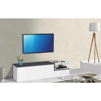Dmora Mueble Para Sala De Estar, Soporte Para Tv, Made In Italy, Soporte Para Tv De 2 Puertas, Soporte Para Tv Para Sala De Estar, 160x40h46 Cm, Color Blanc