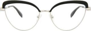 Alexander McQueen 55mm Cat Eye Fashion Optical Glasses in Silver Silver Transparent at Nordstrom Rack
