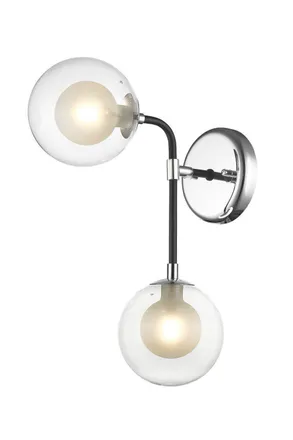 Netlighting Remy 2 Light Wall Lamp Chrome Black