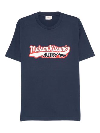 Maison Kitsun&eacute; T-shirt con logo - Blu