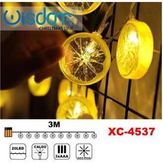 Trade Shop Trade Shop - Catena Luminosa Fette Agrume 20led Batteria Luce Calda Fissa Decorazioni Xc-4537