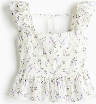 H&M Peplumbluse mit Bindebändern - Purple