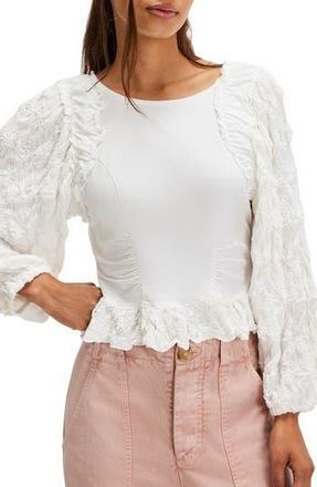Free People Olivia Contrast Stitch Knit Top in Optic White at Nordstrom Rack, Size X-Small