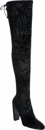 Stuart Weitzman Womens Vidaland Stretch Crushed Velvet Otk Boots - New Without Box In Black