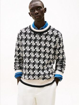 Tommy Hilfiger Wool Blend Houndstooth Textured Tipped Jumper
