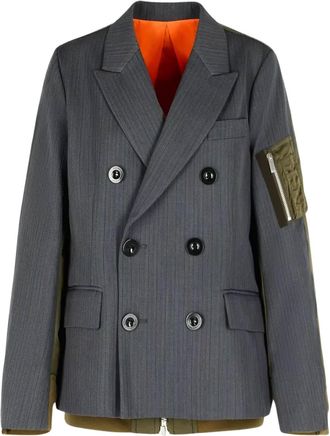 sacai Double-breasted Wool And Nylon Blazer