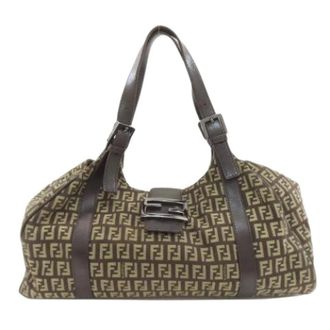 Fendi Pre-owned Shoulder Bags, female, Brown, Size: ONE SIZE Pre-owned Canvas fendi-bags
