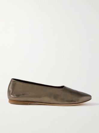 Staud Ballerine In Pelle Metallizzata Alba - Marrone