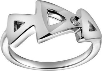 LuvMyJewelry Jolie Sterling Silver 0.01 Ct Diamond Geometric Ring in 925 Sterling Silver at Nordstrom, Size 7