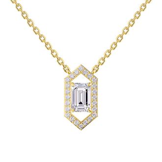 Diamond2Deal 14k White Gold 1.75 Carat Emerald Cut Lab Grown Diamond Pendant Necklace 18 VVS-VS, E-F