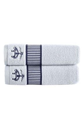 Brooks Brothers Fancy Border 2-Pack Turkish Cotton Bath Towels in Silver at Nordstrom Rack
