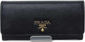 Prada Black Nero Saffiano Long Wallet (Bi-Fold) (Pre-Owned)