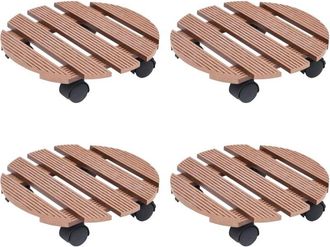 vidaXL Soportes Con Ruedas Para Plantas 4 Uds Marr&oacute;n Wpc &Oslash;30x7,5 Cm Vidaxl