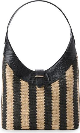 Brahmin Gwynne Croc Embossed Leather Shoulder Bag in Black at Nordstrom