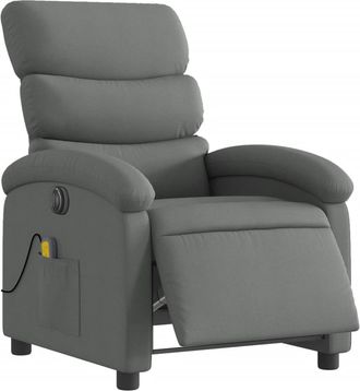 vidaXL Sill&oacute;n Reclinable De Masaje El&eacute;ctrico Tela Gris Oscuro Vidaxl