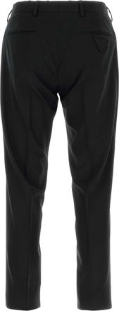 Prada Mens Stretch Wool Trousers Black