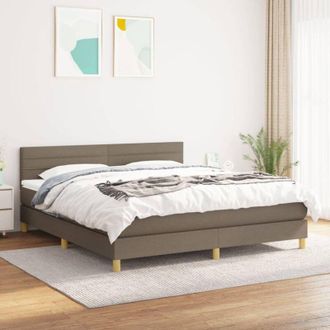 vidaXL Vidaxl - Cama Box Spring Con Colch&oacute;n Tela Gris Taupe 180x200 Cm