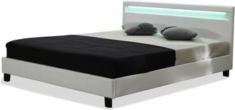 Habitat et Jardin Habitat Et Jardin - Cama con cabecero led Maria - 140 x 190 cm - Blanco