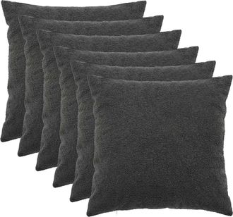 vidaXL Funda De Almohada 6 Pcs Heerlen Gris Oscuro 65 X 65 Cm Boucl&eacute; Vidaxl