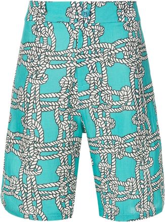 Amir Slama rope-print shorts - men - Viscose/Linen/Flax - PP - Blue