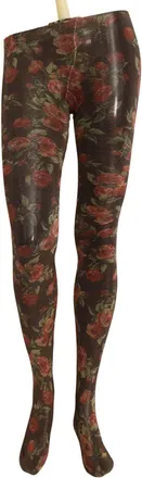 Dolce & Gabbana Womens Black Floral Print Stockings Nylon Tights Clothing