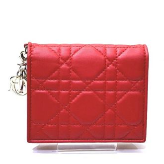 Dior Red Color Leather Wallet (Bi-Fold) (Pre-Owned)