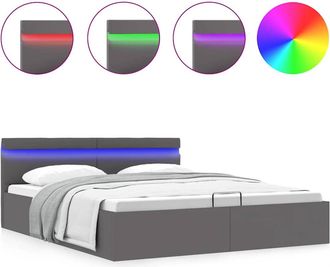 vidaXL Vidaxl - Cama Canap&eacute; Hidr&aacute;ulica Con Led Cuero Sint&eacute;tico Gris 160x200 Cm