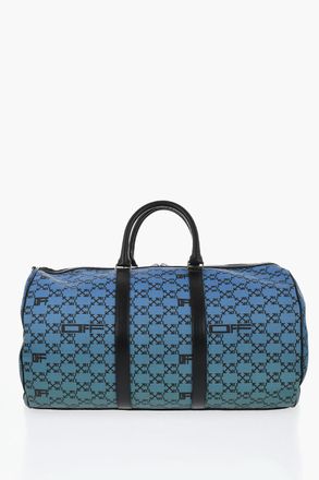Off-white Borsone Duffle in Pelle Vegan con Monogram Stampato All-Over Off-White
