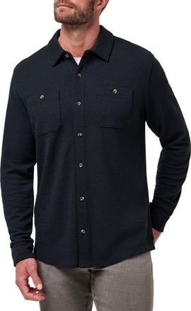 Travis Mathew Cloud Waffle Knit Button-Up Shirt in Black at Nordstrom, Size Xx-Large