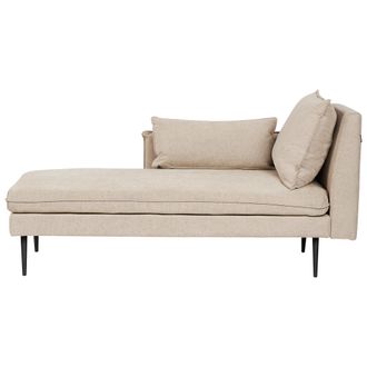Beliani Chaise Longue A La Derecha Con Cojines Fabricada En Poli&eacute;ster Beige Yerres