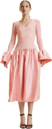 Cynthia Rowley Rib Knit Silk Wool Combo Dress in Pink at Nordstrom, Size X-Small