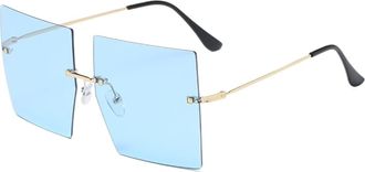 Generic Square Large Frame Fashion Mens Vacation Sunglasses Womens Party Photo Shooting Decoration Sun Glasses(Blue)