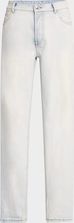 Brunello Cucinelli Mens Straight-Fit Light Wash Jeans
