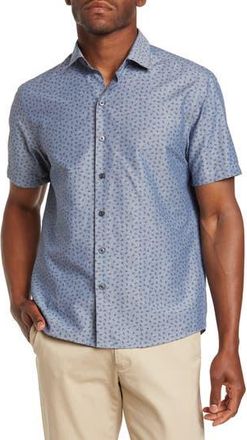 WESTZEROONE Kaiser Short Sleeve Woven Shirt in Navy at Nordstrom Rack, Size Large