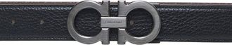 Ferragamo Mens Belt Gancini Reversible Black Leather Calf
