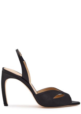 Victoria Beckham Harlow 100 Satin Slingback Sandals - Black - 39 (IT39/ UK6)
