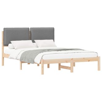 vidaXL Estructura De Cama Con Cabecera Tapizada Marr&oacute;n Y Gris Claro Vidaxl