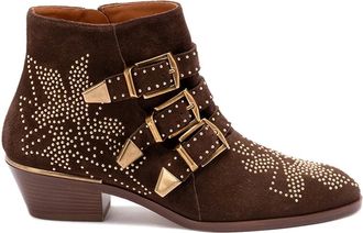 Chloé 30 mm Susanna enkellaarzen met gesp en studs - Bruin