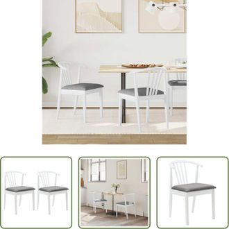 vidaXL Sedia in legno - Sedia da pranzo 2 pcs Bianco e Grigio Legno di gomma massiccio