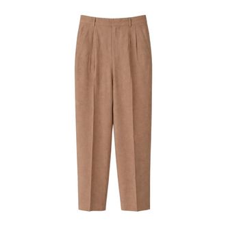 Rossi Noa Crop Business Linen - Dames - Broeken - Bruin - M - Leer - Broeken