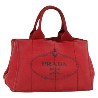 Prada Pre-owned Tote Bags, female, Red, Size: ONE SIZE Pre-owned Vintage Canvas Tote Bag