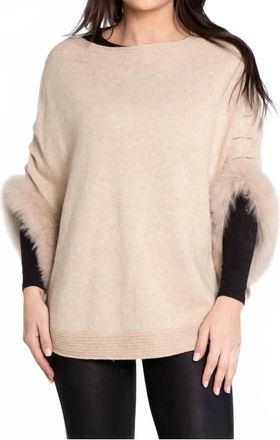 Kelli Kouri Knit Cashmere & Fox Fur Poncho In Camel