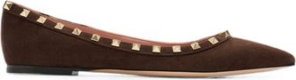 Valentino Garavani Brown Studded Ballet Flats