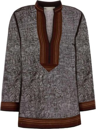 Tory Burch Linnen Blouse - Dames - Blouses - Bruin - S - Linnen - Overhemden