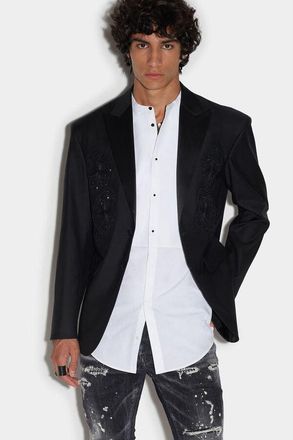 Dsquared2 MenS Black Tailored Jacket With Embellishments, Size 54