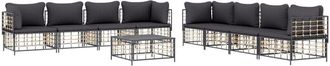 vidaXL Juego De Muebles De Jard&iacute;n 9 Pzas Y Cojines Rat&aacute;n Pe Antracita Vidaxl